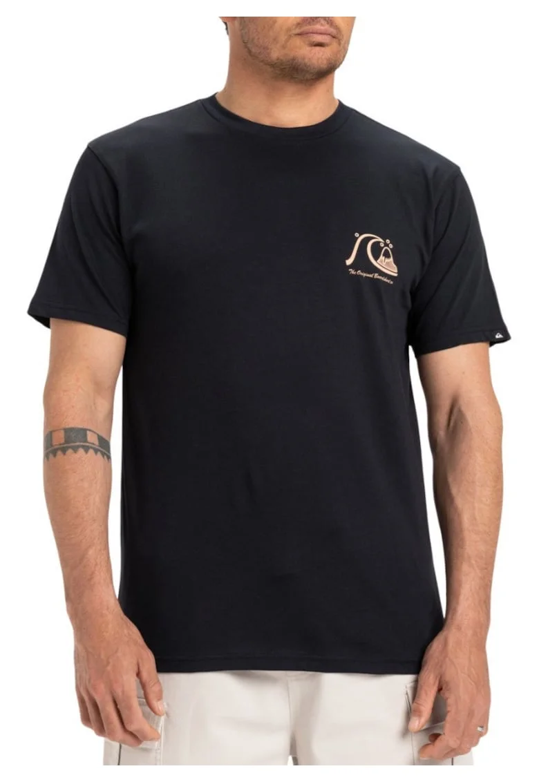 Tricou barbati  guler rotund, negru, bumbac, Negru