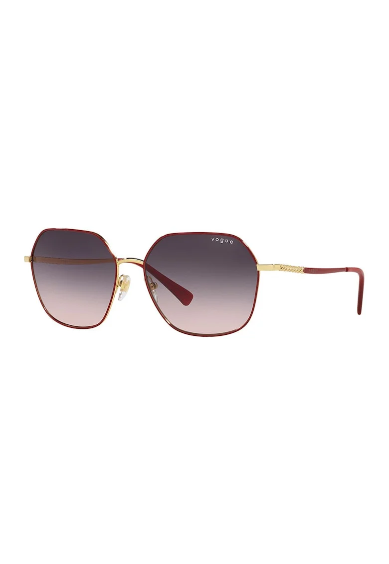 Ochelari de soare hexagonali cu lentile in degrade, Rosu inchis
