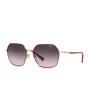 Ochelari de soare hexagonali cu lentile in degrade, Rosu inchis