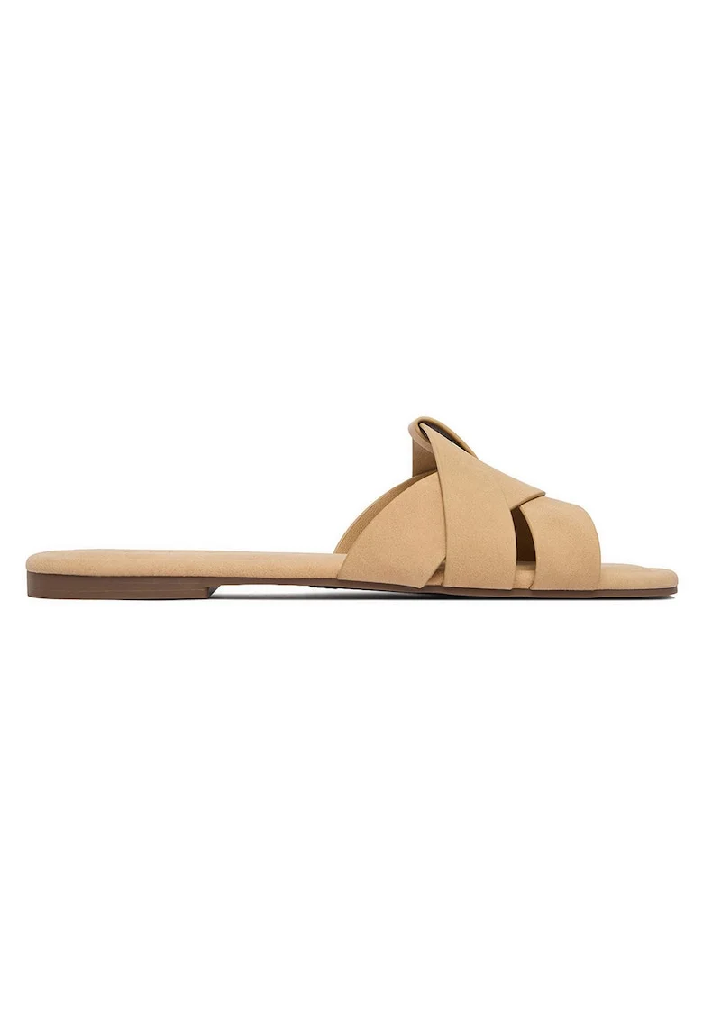 Slapi  dama, bej, piele ecologica, stil elegant, design minimalist