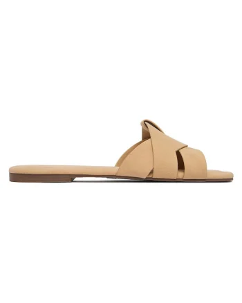 Slapi  dama, bej, piele ecologica, stil elegant, design minimalist