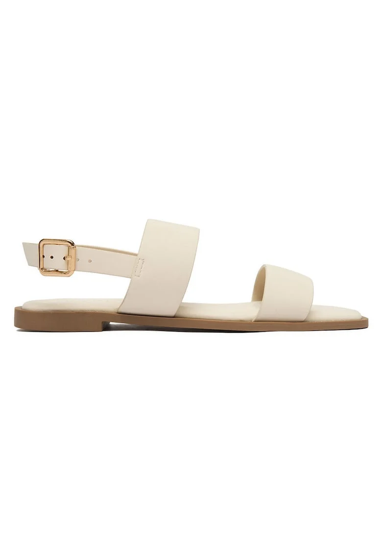 Sandale dama  crem, piele ecologica, inchidere cu catarama, confortabile, Crem