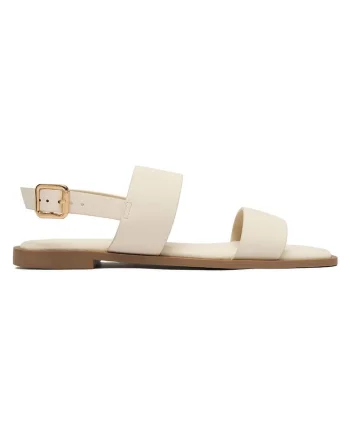 Sandale dama  crem, piele ecologica, inchidere cu catarama, confortabile, Crem