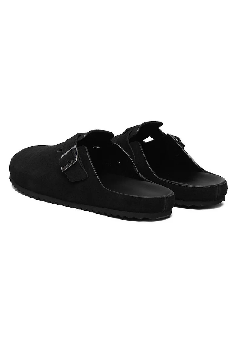 Papuci barbati,  piele naturala, negru, material interior din piele ecologica, Negru
