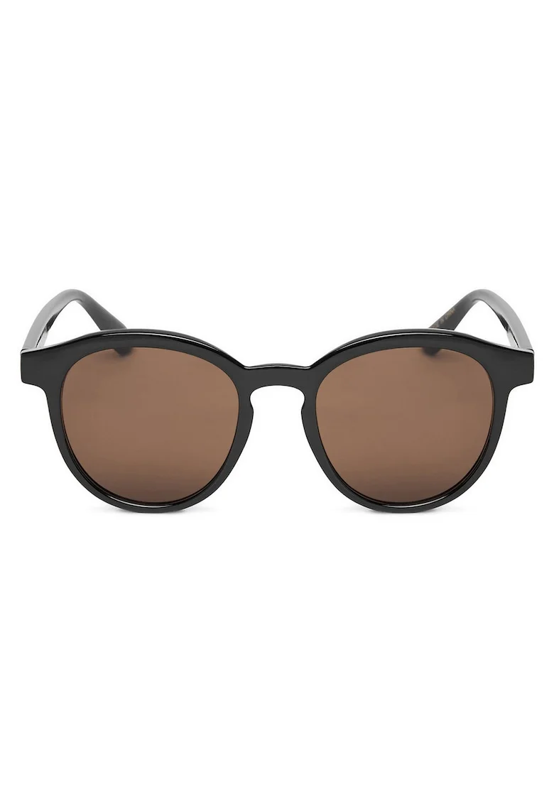 Ochelari de soare din material sintetic cu rame rotunde si protectie UV400, Negru, Marime unica