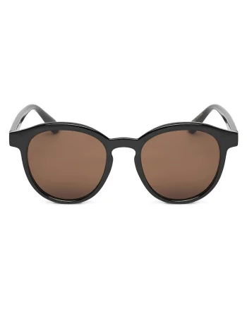 Ochelari de soare din material sintetic cu rame rotunde si protectie UV400, Negru, Marime unica