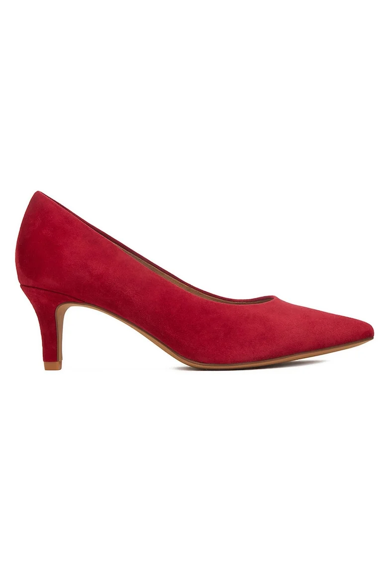 Pantofi dama  piele intoarsa, Rosu