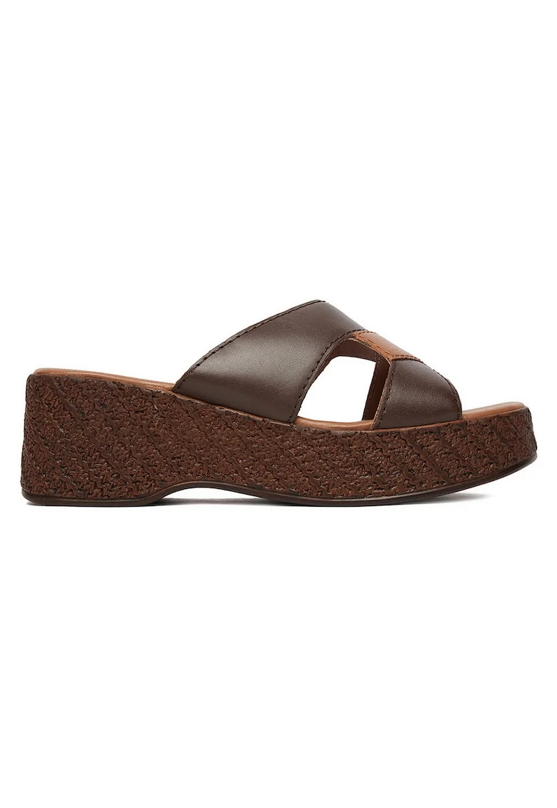 Papuci dama,  piele naturala, maro, interior piele ecologica, Maro