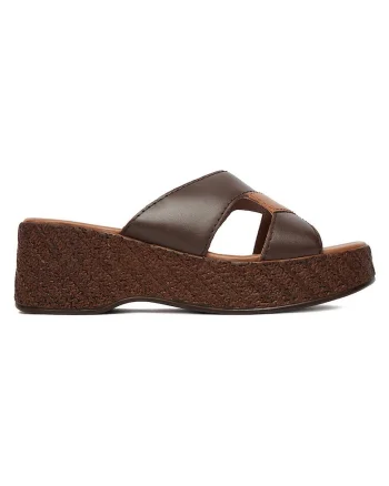 Papuci dama,  piele naturala, maro, interior piele ecologica, Maro