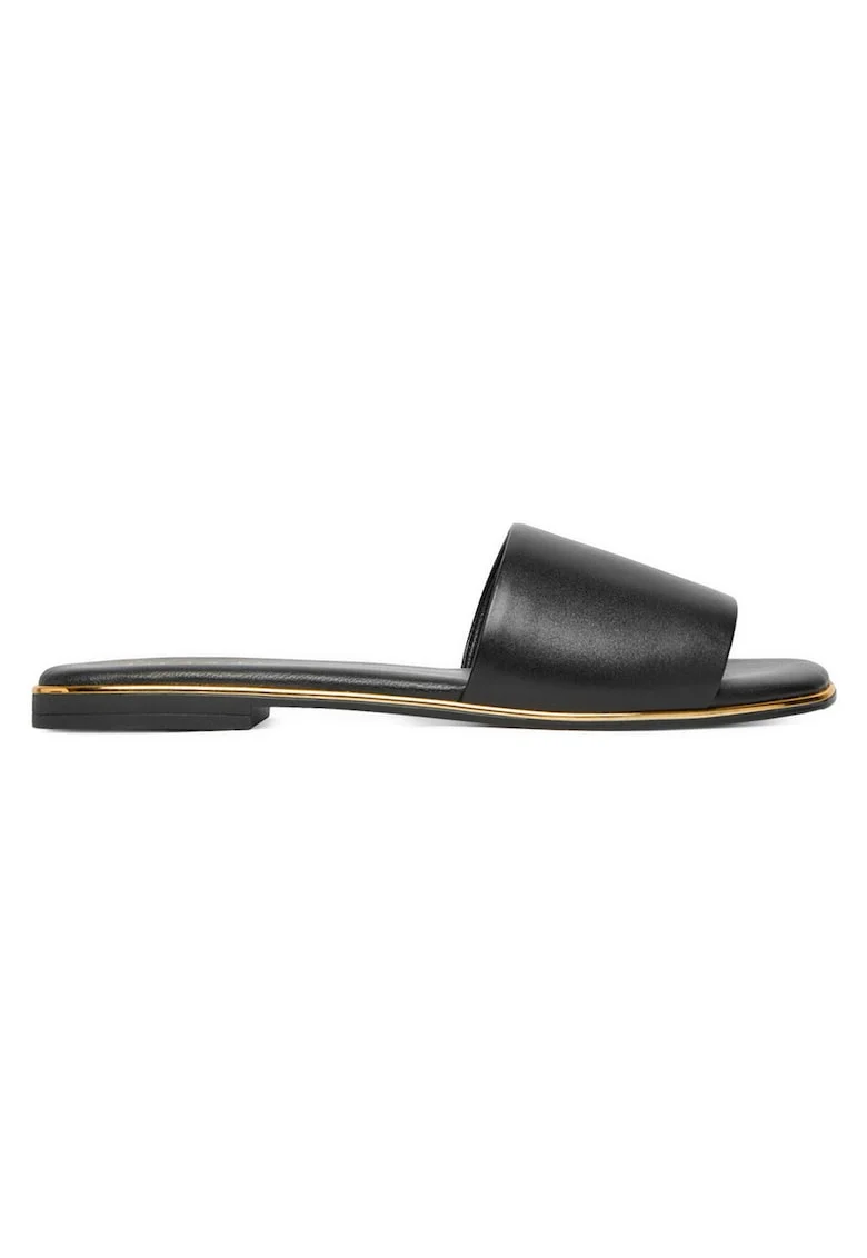Papuci dama  piele neagra, Negru