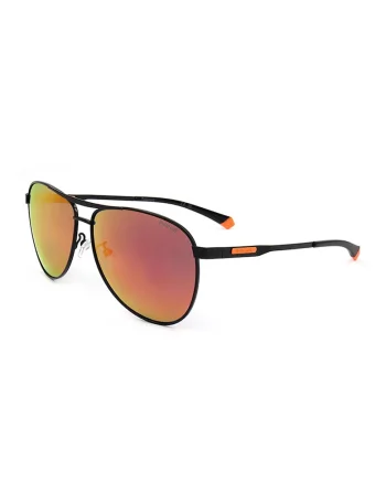Ochelari de soare aviator polarizati cu lentile oglinda, Negru/Portocaliu
