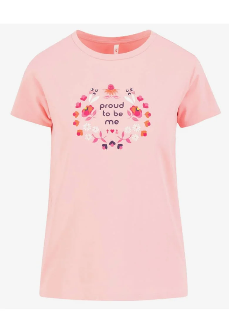 Tricou din amestec de bumbac organic cu imprimeu pe piept
