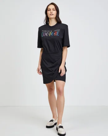 Rochie din bumbac cu imprimeu pe piept,