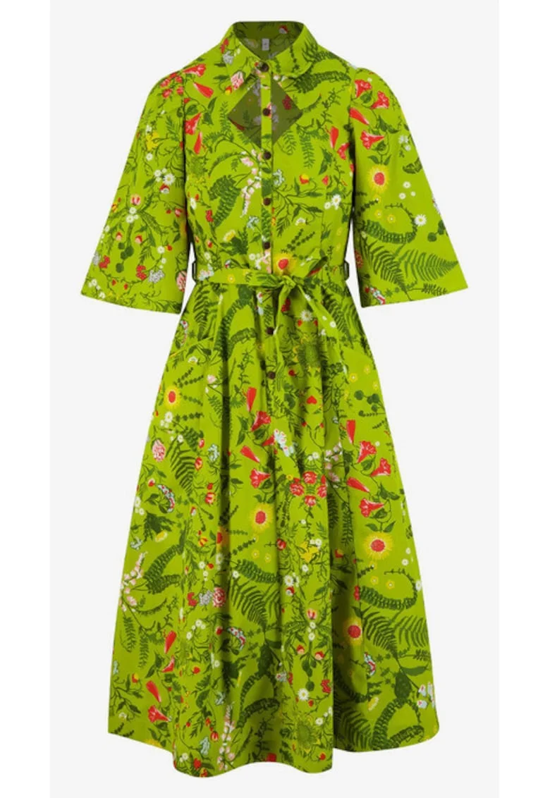 Rochie din amestec de bumbac organic cu imprimeu floral