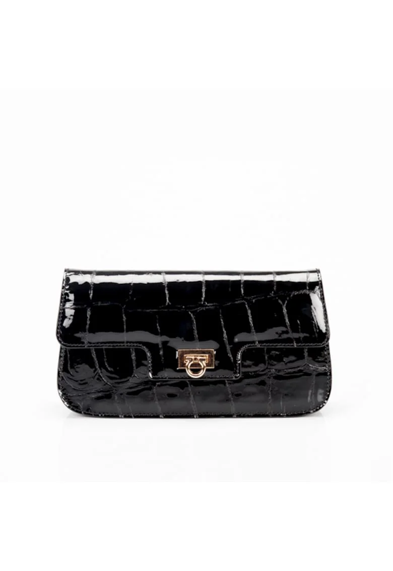 Geanta dama piele,  Plic Laura 37, negru, 24x4x12 cm