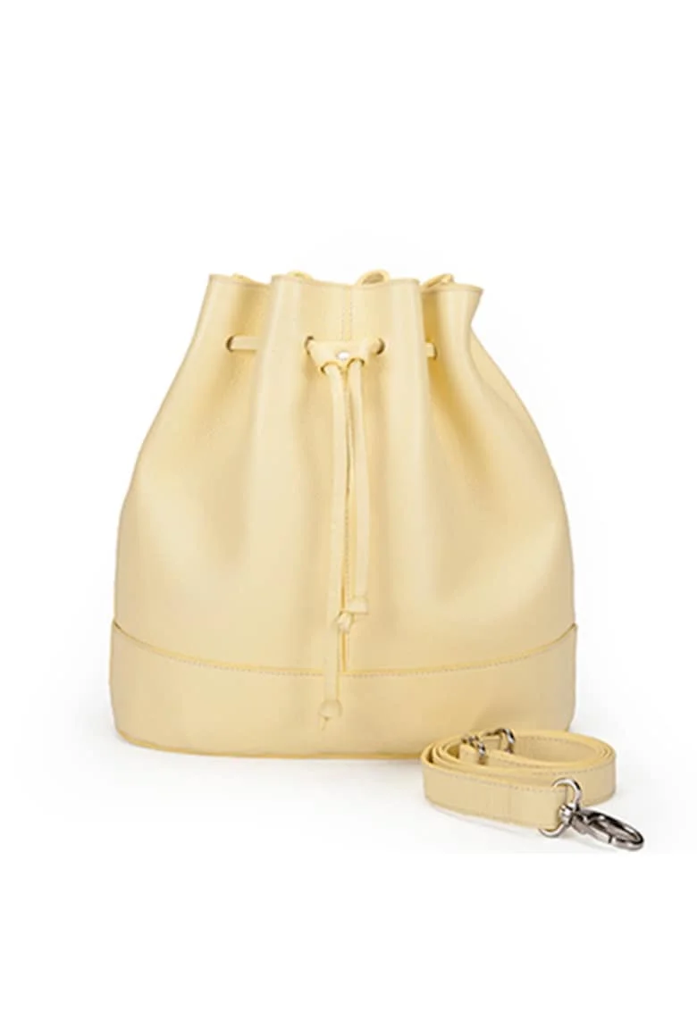 Geanta dama piele,  Saculet mic, crem, 30x12x30 cm
