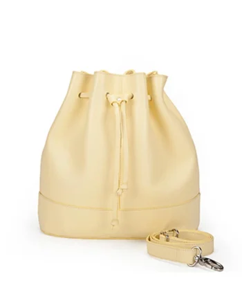 Geanta dama piele,  Saculet mic, crem, 30x12x30 cm