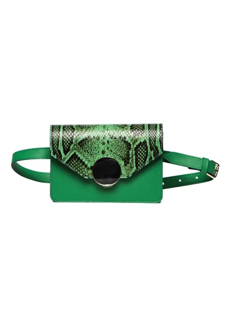 Geanta dama piele,  Cora, verde, 22x10x15 cm