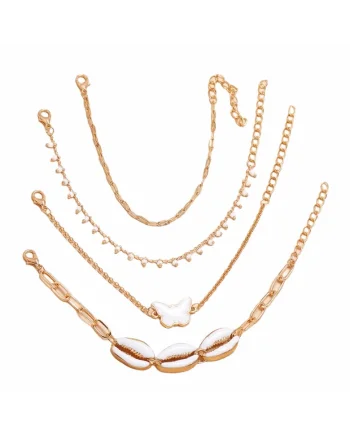 Set 4 bratari, aurii, cu scoici metalice, Peppi C6,