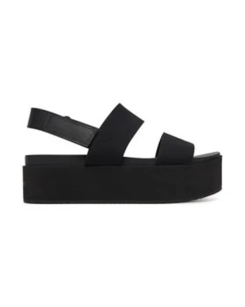 Sandale dama,  negru, material textil,
