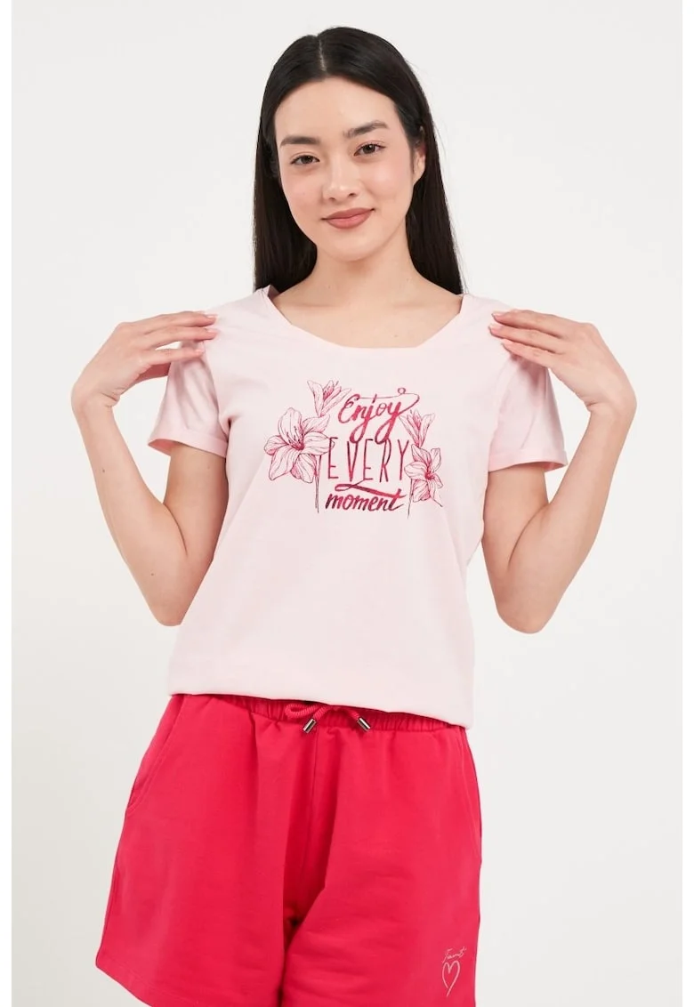 -Tricou dama cu maneca scurta ( Material: Bumbac, BARLEY PINK