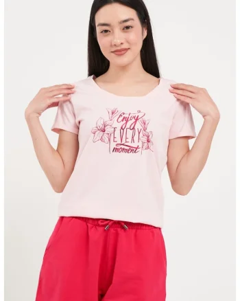 -Tricou dama cu maneca scurta ( Material: Bumbac, BARLEY PINK