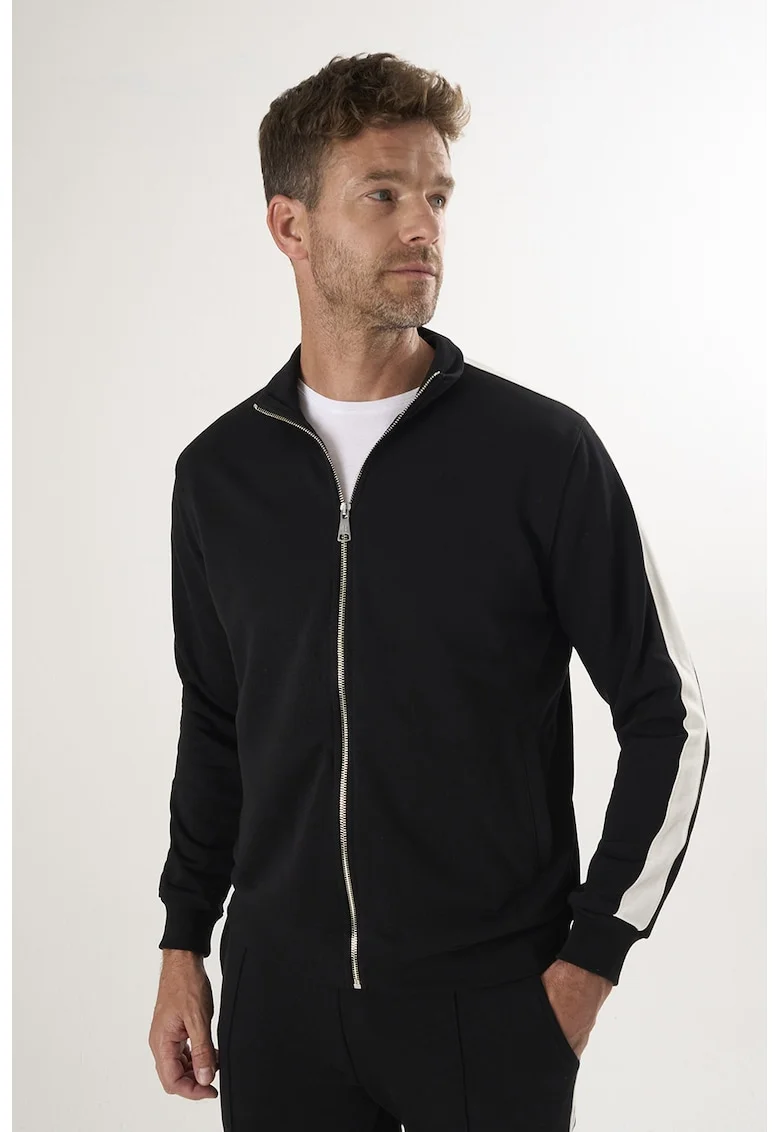 Bluza de trening din bumbac cu fermoar, Negru