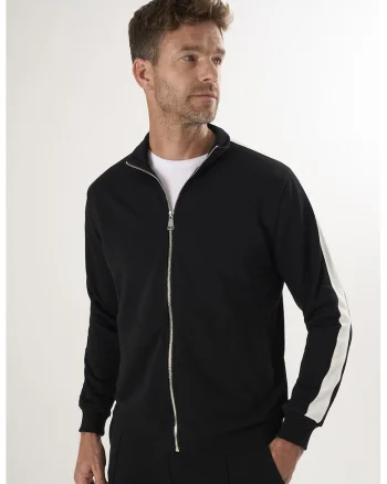 Bluza de trening din bumbac cu fermoar, Negru