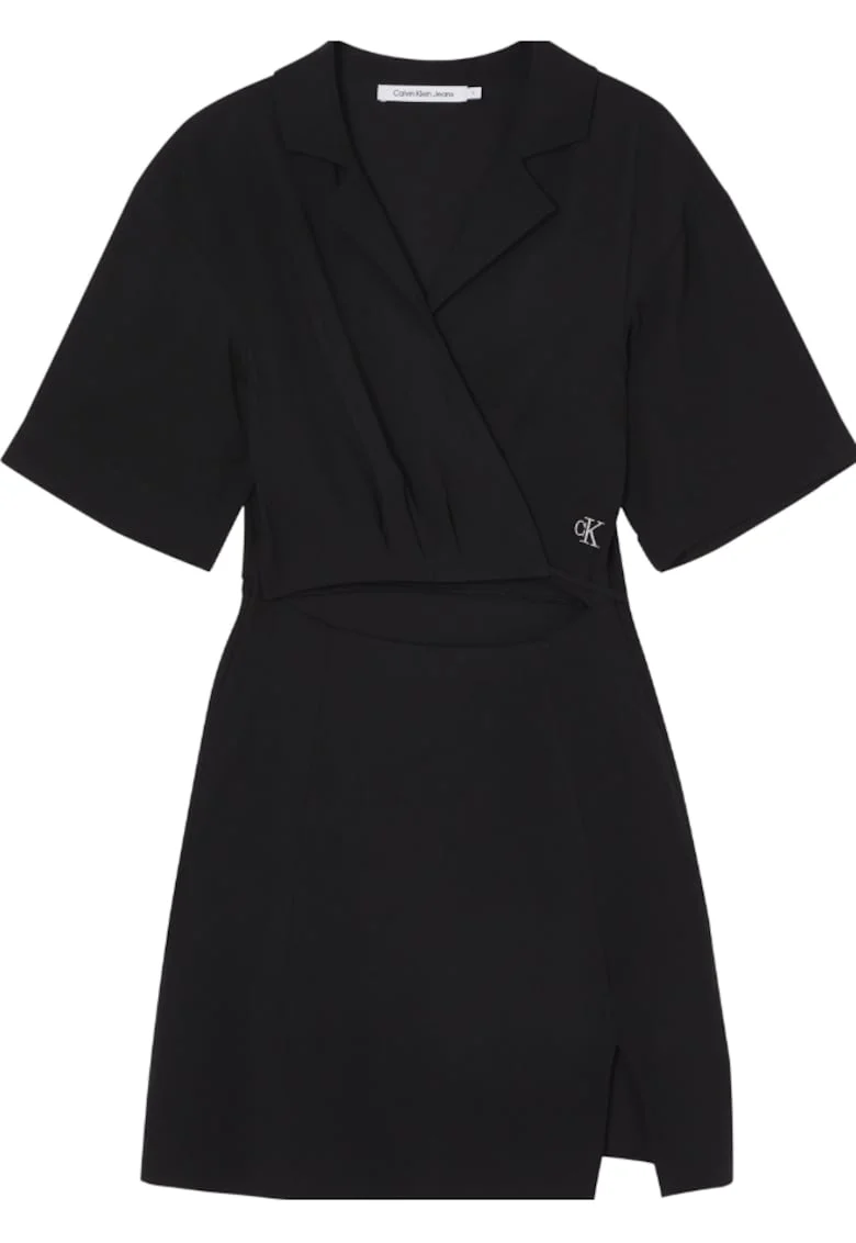 Rochie dama, Calvin Klein Wrap Cut Out, Viscoza, Negru, Negru