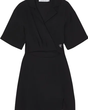 Rochie dama, Calvin Klein Wrap Cut Out, Viscoza, Negru, Negru
