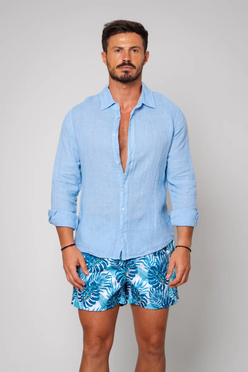 Camasa de plaja dIn 100% In Sky Blue