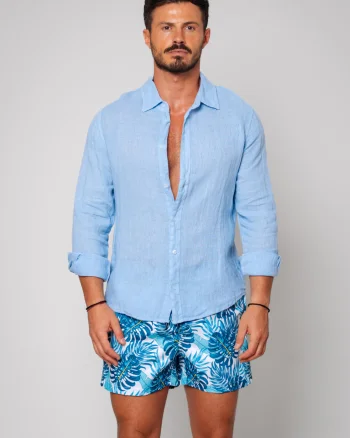 Camasa de plaja dIn 100% In Sky Blue