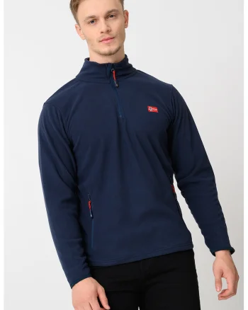 Bluza de trening slim fit cu fermoar Ulysse, Bleumarin