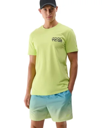 Tricou barbati  croiala regulata, decolteu rotund, bumbac, galben