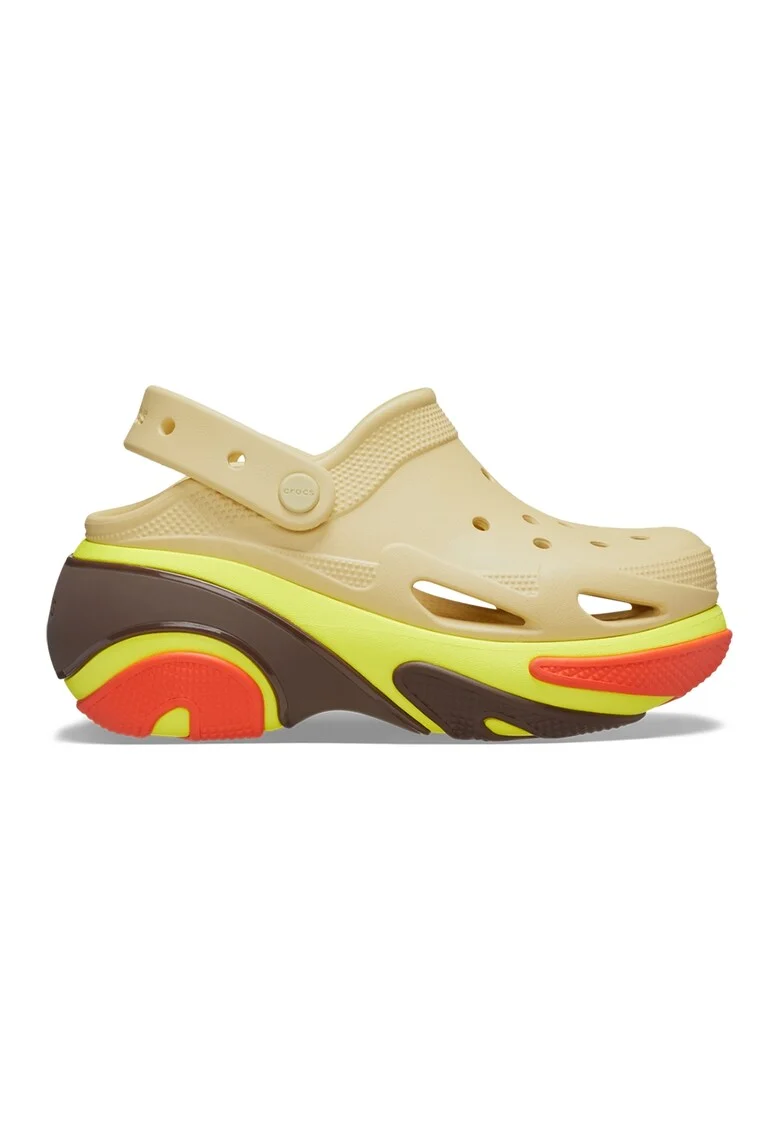 Saboti slingback cu talpa demi-wedge, Maro/Galben/Bej