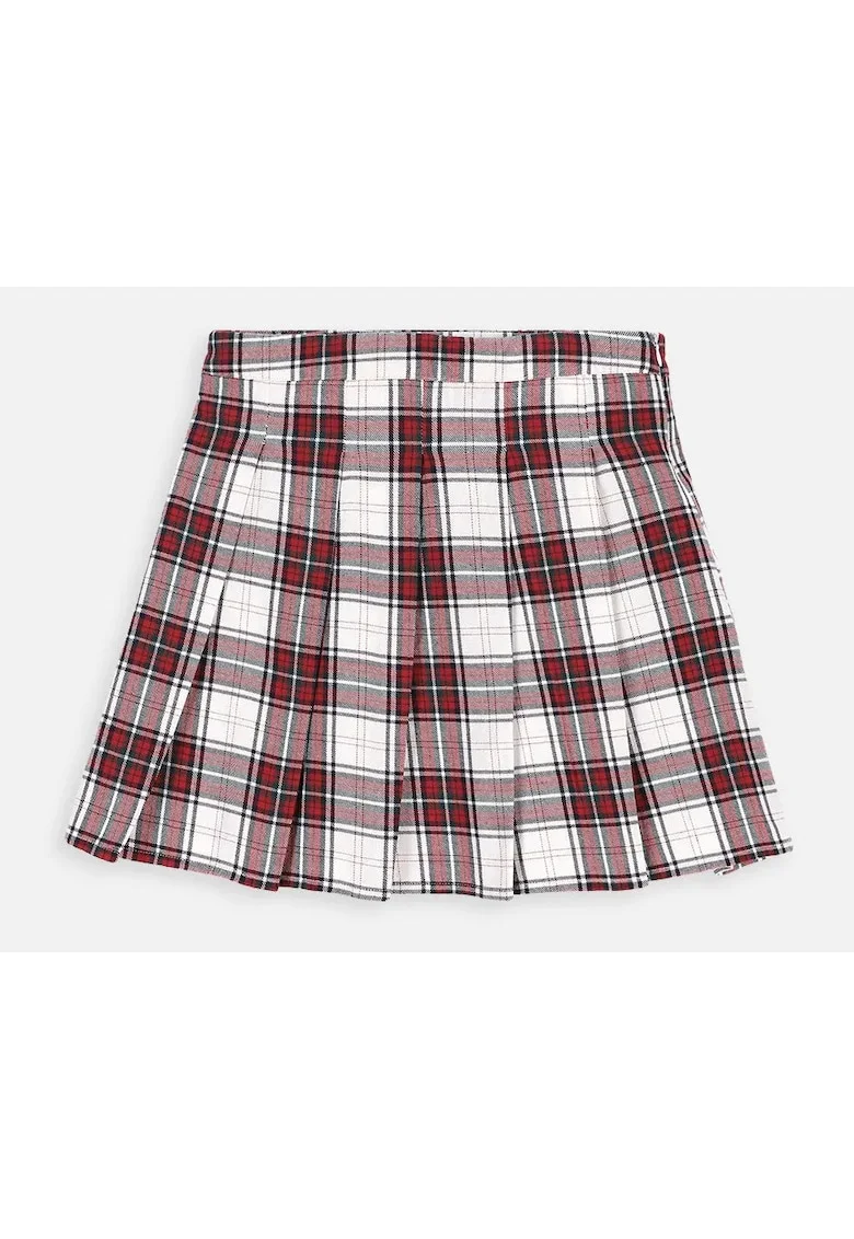 Fusta mini plisata cu imprimeu in carouri