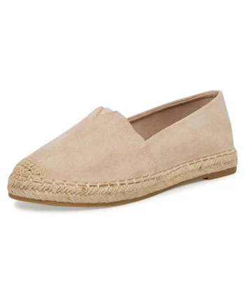 Pantofi dama,  varf rotund, bej, textil