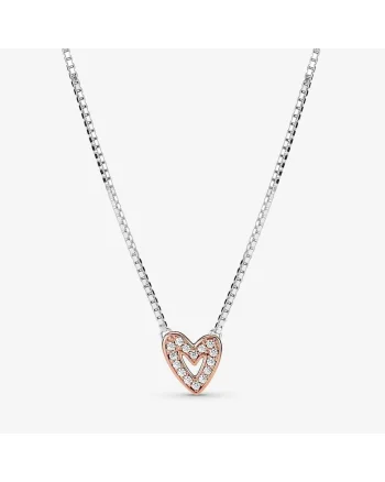 Colier  cu pandantiv tip Inima Forever Yours din Argint 925 si Aur Roz 14k -