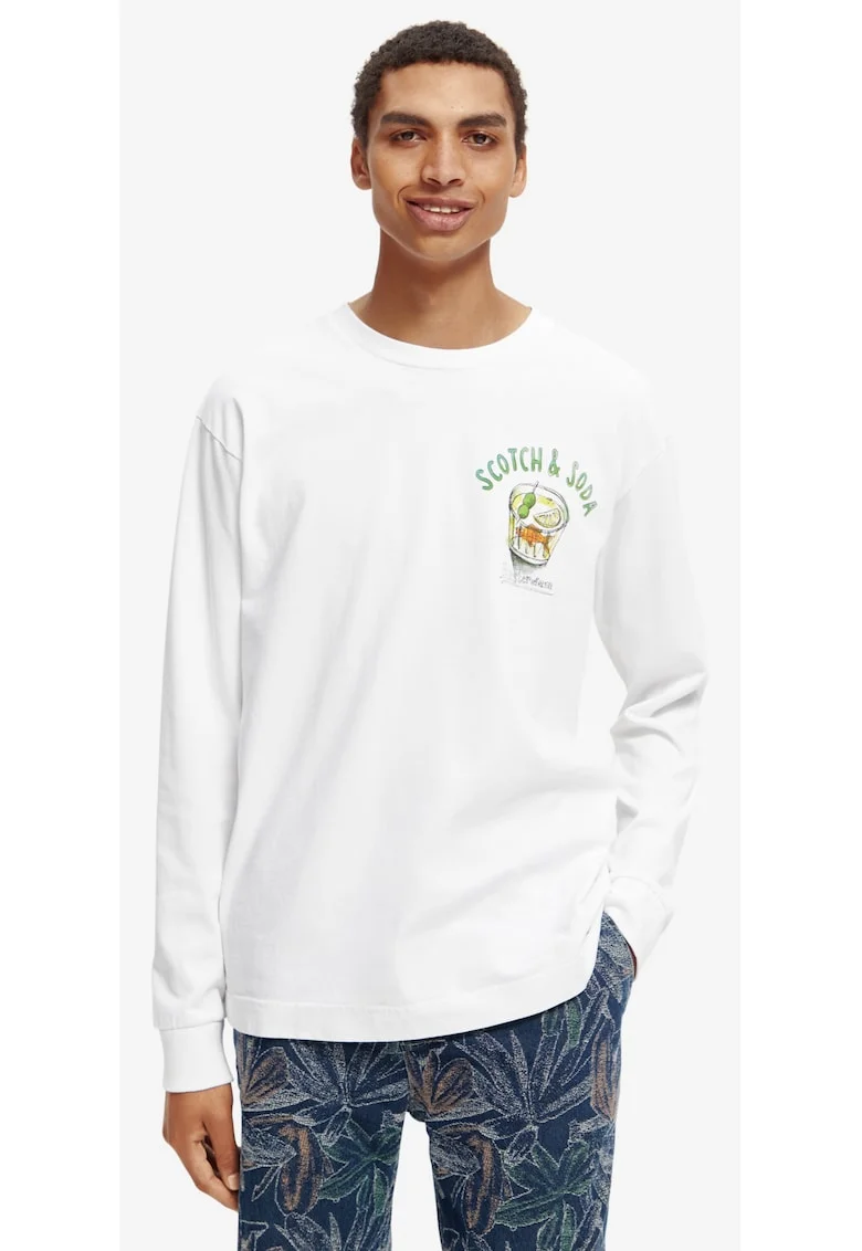 Bluza din bumbac organic cu imprimeu pe spate,