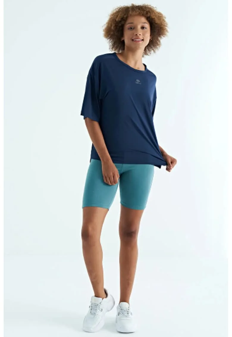 Tricou dama,  supradimensionat, albastru cobalt, poliester-elastan