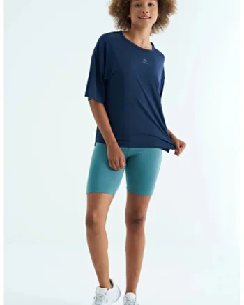 Tricou dama,  supradimensionat, albastru cobalt, poliester-elastan