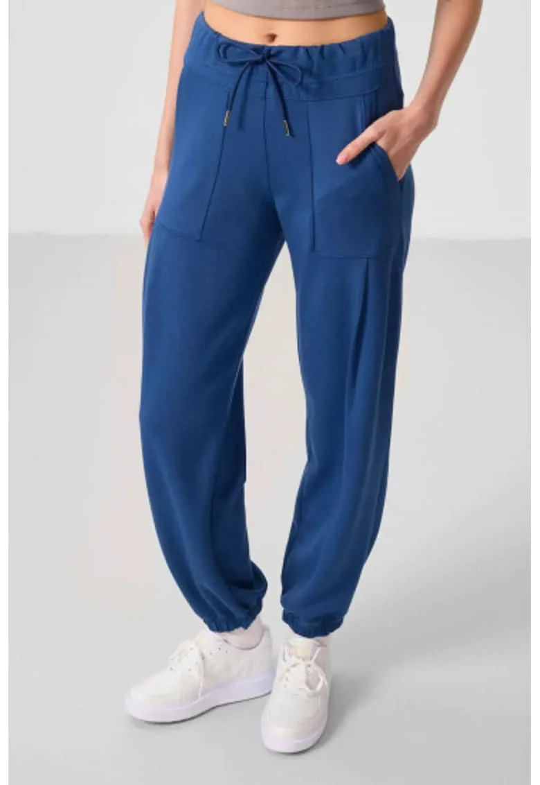 Pantaloni dama,  relaxati, talie medie, Oxford Blue