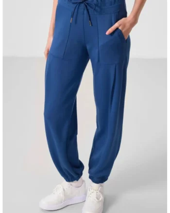 Pantaloni dama,  relaxati, talie medie, Oxford Blue