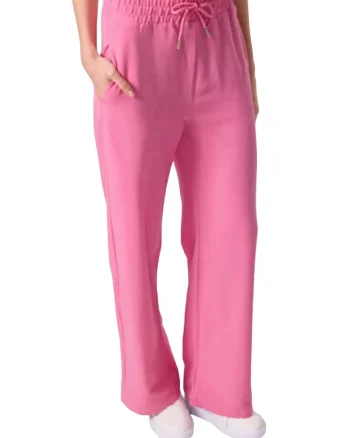 Pantaloni dama,  Palazzo, talie medie, roz magenta, 100% bumbac