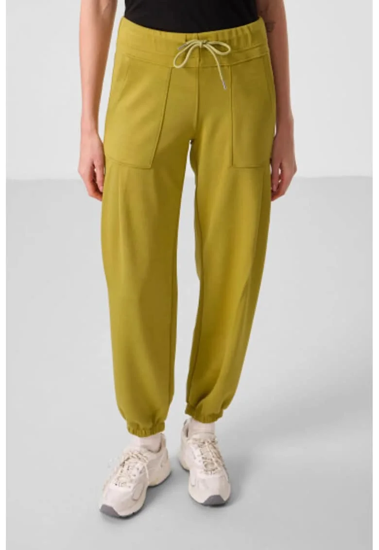 Pantaloni dama,  jogger, talie medie, galben chihlimbar
