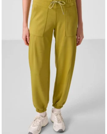 Pantaloni dama,  jogger, talie medie, galben chihlimbar