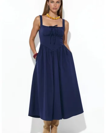 Rochie Midi  Casual, Albastru, 65% Bumbac