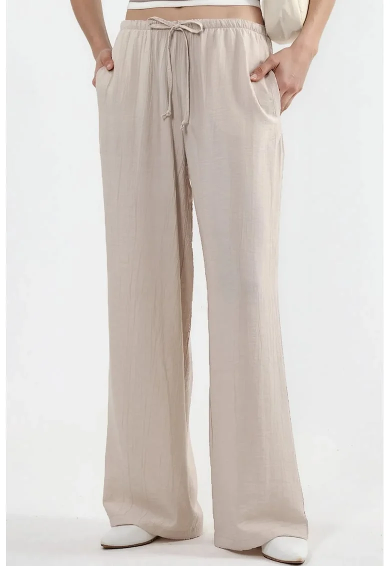 Pantaloni dama,  picior larg, piatra naturala, poliester, croiala ampla