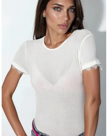 Tricou  femei, alb, maneca scurta, regular fit