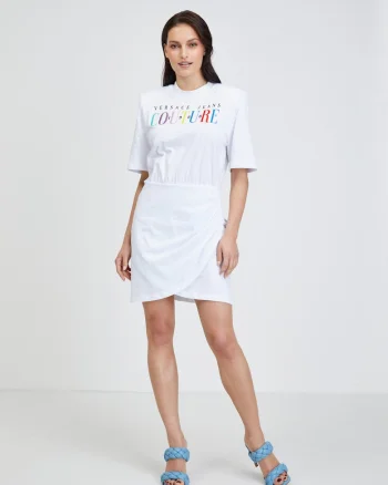 Rochie scurta cu aspect 2 in 1 si logo,